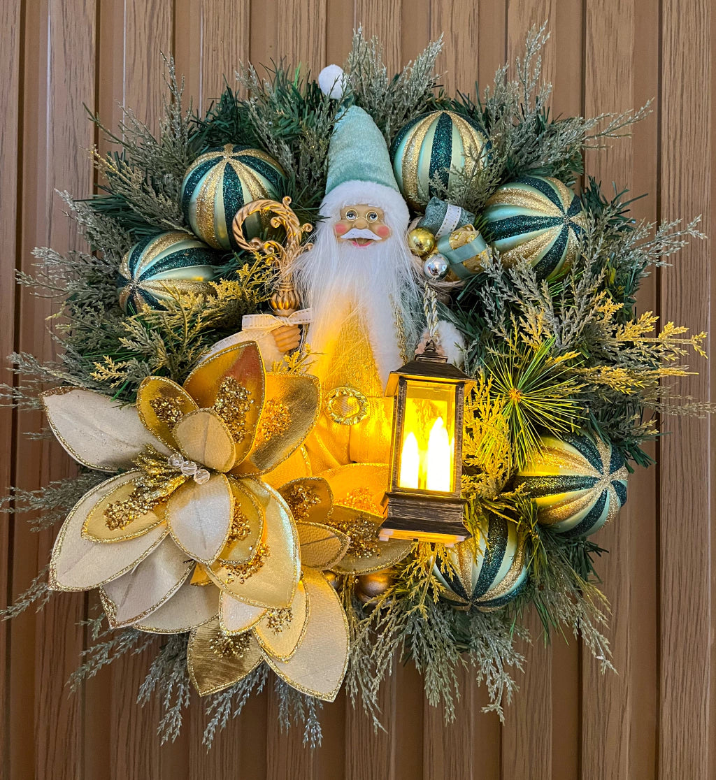 Guirlanda De Natal Verde E Dourado - 45cm