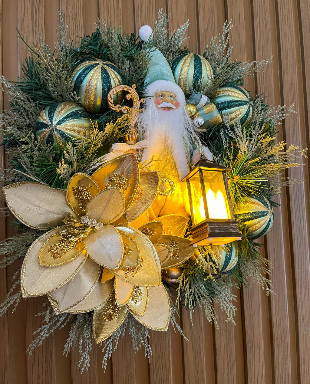 Guirlanda De Natal Verde E Dourado - 45cm