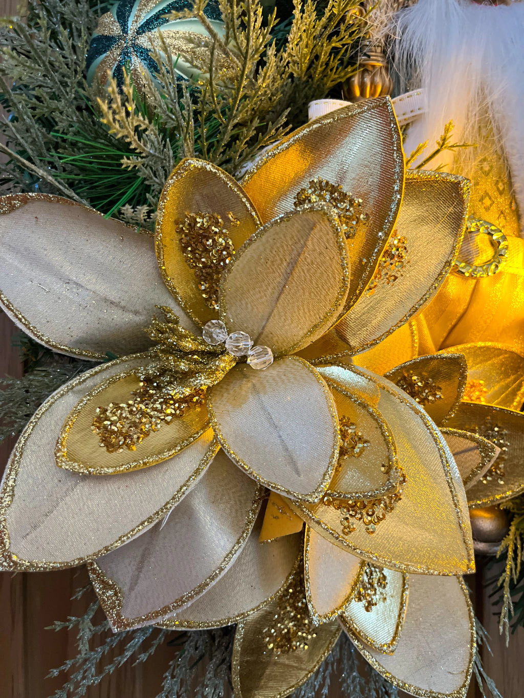 Guirlanda De Natal Verde E Dourado - 45cm